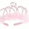 Roze kroon van Great Pretenders met zilveren accenten, glanzende kralen en een pluizige roze rand